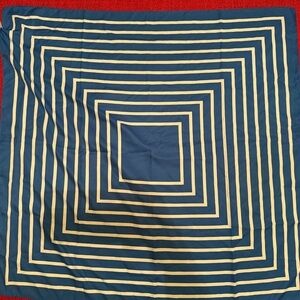 Blue and White Geometric Square Scarf 27”x 27”
